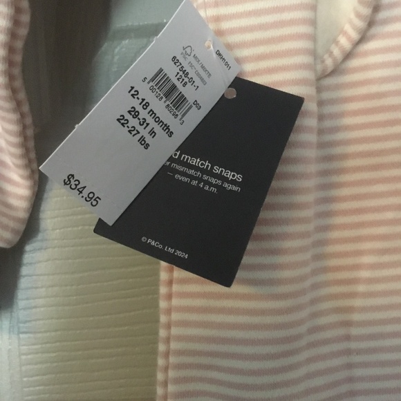 Baby Gap Girls Paddington Bear One Piece Pink White Sweatshirt Outfit Cotton - Picture 4 of 6